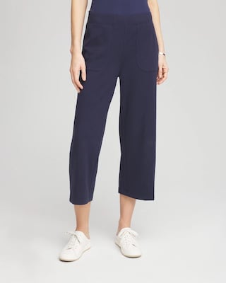 Zenergy® French Terry Gauze-Inset Cropped Pants | Chico's Zenergy® French Terry Gauze-Inset Cropped Pants | Chico's
